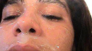 Hot POV homemade blowjob with brunette girlfriend