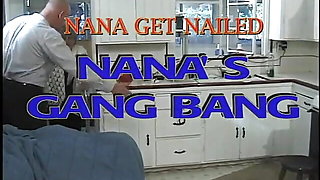 Horny granny knows pretty well how to handle gang bang