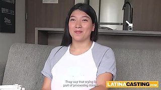 Amateur Latina with Big Tits Sucks and Slurps Huge American Cock Deep Throat