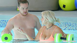 WET Prime Sex in Indoor Pool - Indica Monroe Gets Wet with Kyle Mason