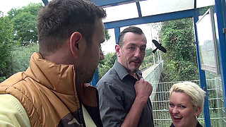 Sexy chubby blonde picked up and anally fucked outdoor