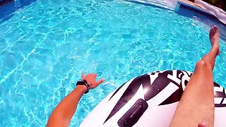 Pool Boy Gets Stiff and Is Fucked by the Sweet Teen at the Edge of the Pool