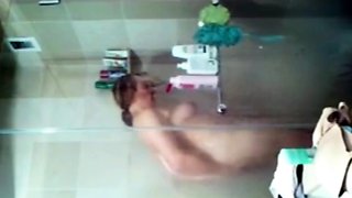 Spying on Sensual stepmom in shower