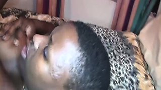 thressome orgy with busty african babe