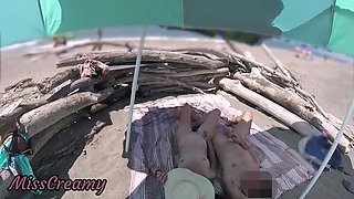Exhibitionist Wife Gives Risky Handjob on Nudist Beach - Amateur MILF & Big Cock Public Cumshot