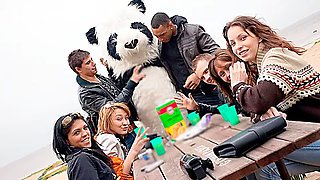 Real college sex party with a Panda-boy