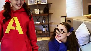 Besties spreading wide for candies in foursome