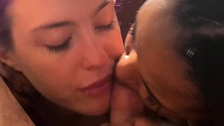 POV blowjob footjob handjob with Karla Kush eating cum