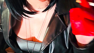 Miss Tina Snua In Leather coat & Gloves Sparks Up A cigarette Then Smokes For You Leather Lovers!