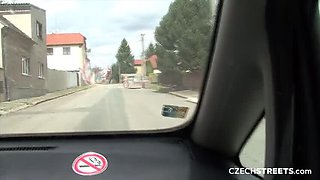 Czech Streets Blonde MILF Vanessa Alessia Blowjob in Taxi - Public Sex Caught on Camera