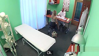 Doctor fucks blond beauty in office