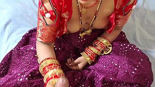 Bhaiya's step sister was wearing lehenga blouse and her step brother took out her pussy on the bed