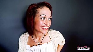 Cute Blonde and Sexy Brunette Share Cock While Sucking Tits