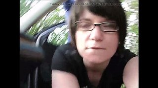 German Redhead BBW Amateur Blowjob in Public Parking Lot