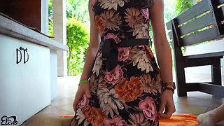 Doggystyle (CREAMPIE) in the neighbors' backyard