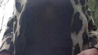 Julie splashes in the forest