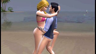 Steamy beach encounter with big boob lesbians in romantic softcore tales
