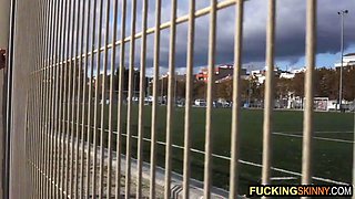 Beautiful blonde teen plays with big black dick