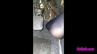 Nyllady Driving and Revving Her Bravo in High-heeled Boots and Black Ballet Flats