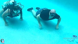 Amateur BBW Latina Lady O Big Natural Tits Underwater Pool Sex Mission