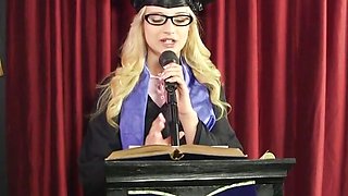 Teen Aubrey Gold Is Naked Under Her Cap and Gown