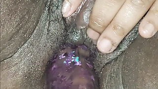 Stroking Her Pussy with the Dildo!