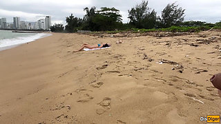 Babe Can I Cum on Your Tits? - Cock Flashing on the Beach