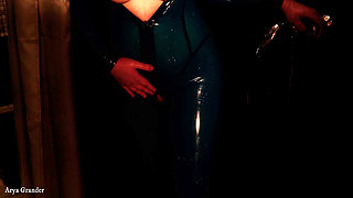 Latex rubber wash and teasing by sexy curvy MILF Arya Grander
