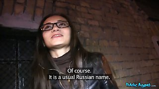 Hot russian stunner in nerd glasses creampied by Big Dick - public agent