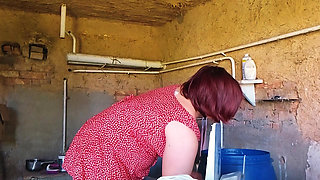 I fucked a village whore right in the barn where she was doing laundry