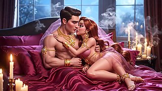 Carter Miles Stars in Bedroom Cartoon Compilation: Gold Ornaments Adorn Sensual Animated Passion and Lovers