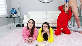 Lucky youngster manages to fuck stepsister and her besties