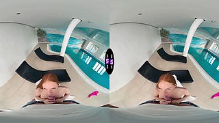Chesty babe taunts and fucks fortunate boy by the pool - tmwvrnet