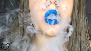 Vaping Close-up with Blue Lipstick