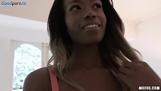 Ebony Jezabel Vessir - Jezabel Seduces Her Bf's Bro - interracial with black chick with saggy tits