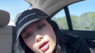 Glamour PAWG sucks black cock in the car
