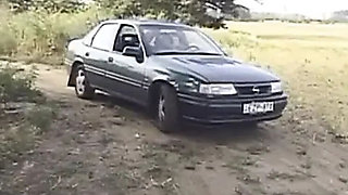 Granny's big tits get fucked in the car
