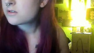 EMO babe eats cum of small cock on webcam