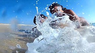 DreamStudioCouple Naked Beach Sex - Big Tits Amateur MILF Doggystyle Fuck & Real Orgasm