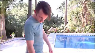 Horny Stud Fucks Mature Granny By The Pool