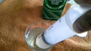 Milforpleasure's 4 Big Syringe White Wine Enema Punishment for Italian MILF Slave