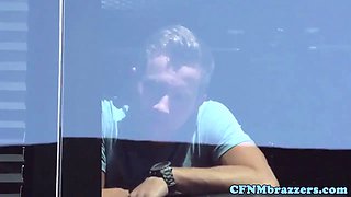 Glam cfnm four-way with Abby Cross and friends