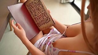 Asian teen KarinaLil uses evil magic book to make herself squirt orgasm - amateur skinny blonde with perfect ass