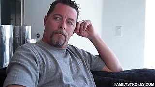 Cute Blonde Stepdaughter Sucks Stepdad’s Massive Cock