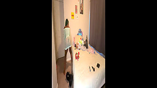 Petite Ebony Takes Machine in Her Ass