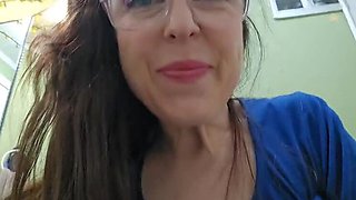 Hairy Nerd Girl Peeing in White Cotton Thong