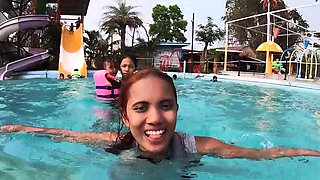 Fun in a public pool and hot sex after