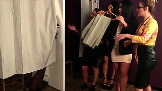 Beauty CFNM babes cocksucking BBC dude