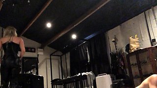 Femdom dick tugging babes get cum for fetish stew