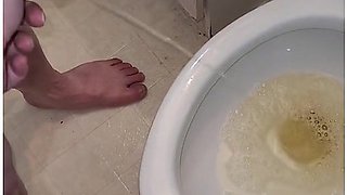 Teacher And Student Morning Pee. Teacher Helps Student
